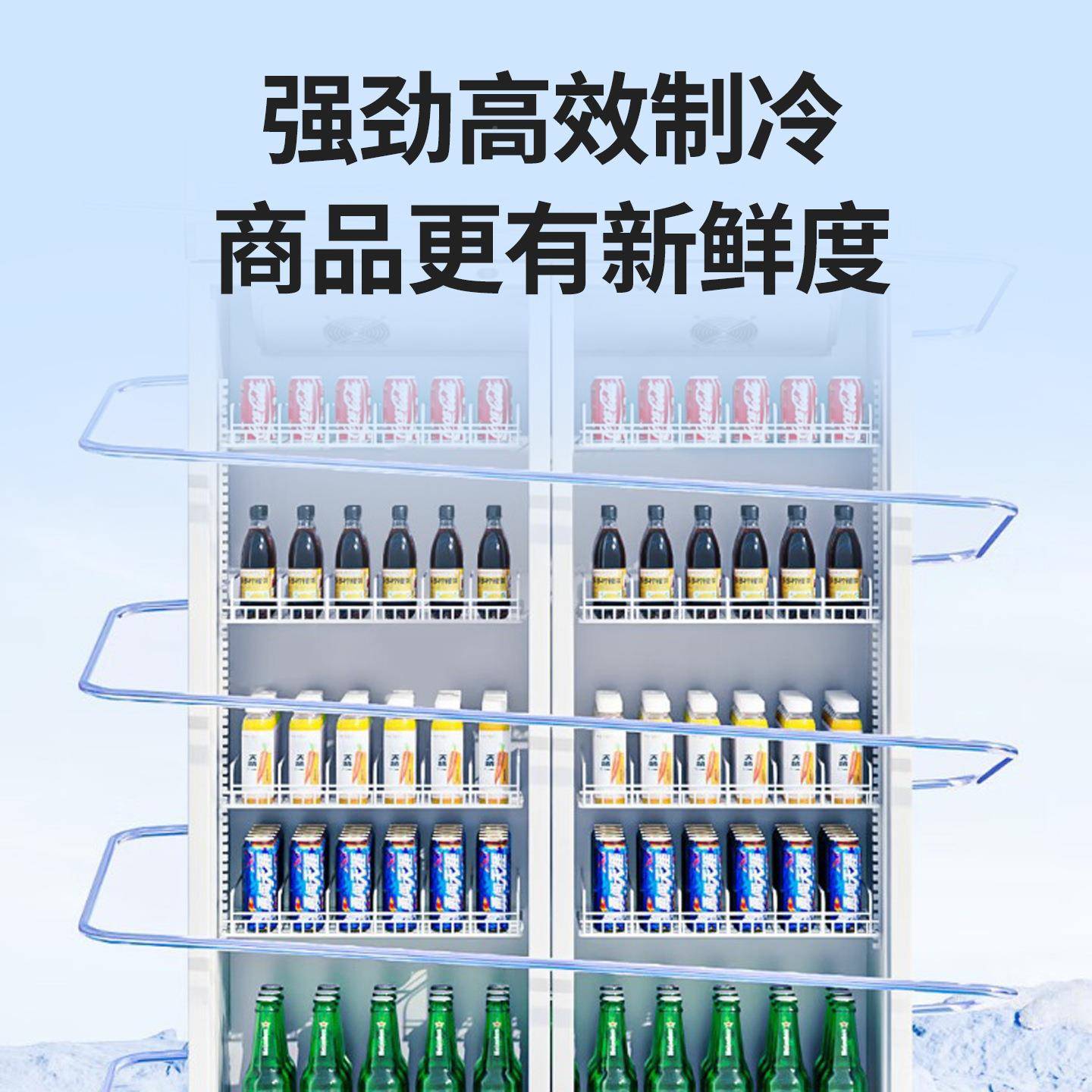 冷藏展示柜保柜啤酒饮料商柜门单双三门透57明超鲜市冷藏冰柜用冰