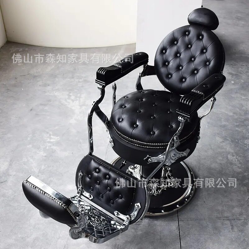 外贸美发店复古理发椅男士油头理发俢脸刮胡大椅理发店椅子可放倒