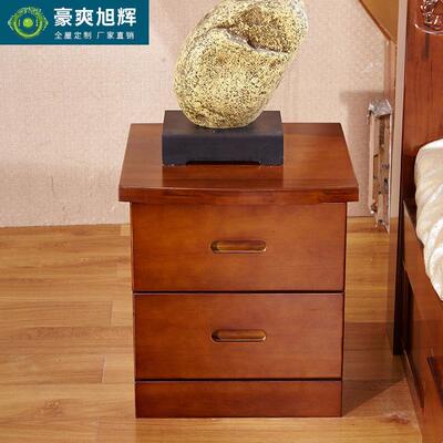 实木双抽樟床头柜约简现代收纳香木户宿69686舍卧室整装储物柜小