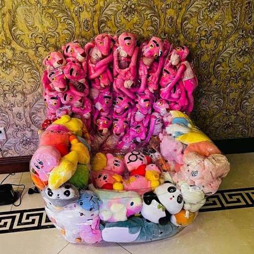 #眸外透明拉绳沙套偶意创塞娃娃透明发沙发娃娃玩透明沙发具玩收