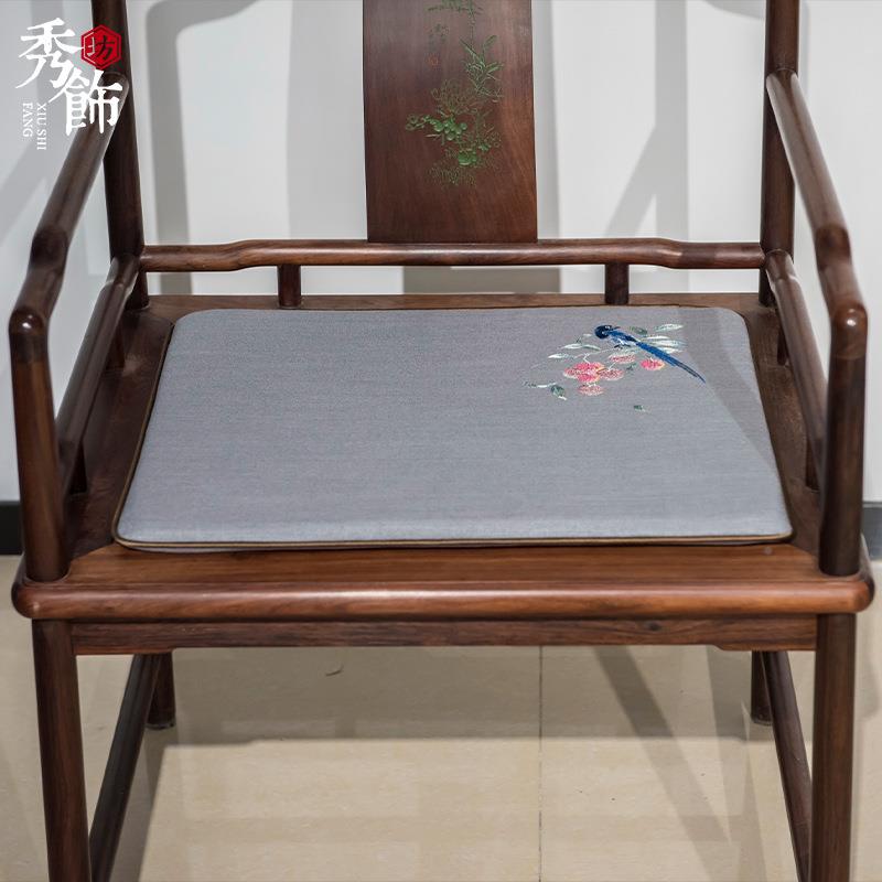 中式椅垫麻坐垫新古典棉刺子绣实木具椅22YD00+垫子茶椅家餐椅座