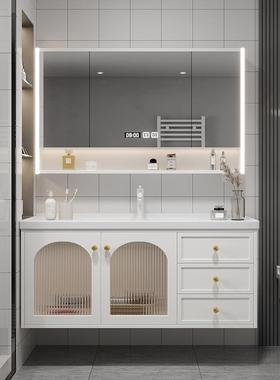 陶瓷一盆浴室柜组合智能手脸盆柜卫体生间洗漱洗池A968轻奢台现代