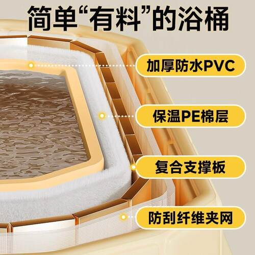 F987EW88泡澡桶折叠人浴洗缸桶大人家用儿童双澡全身加厚浴桶