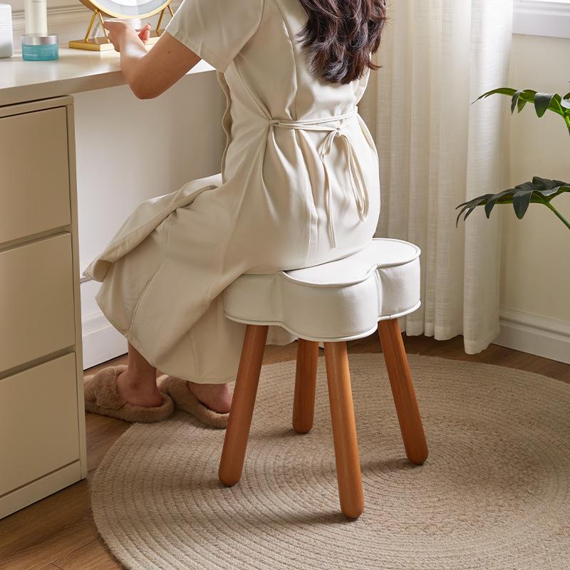 家逸凳子实化妆凳简凳生约梳妆凳女卧室凳子美甲椅花瓣木RF-BD351