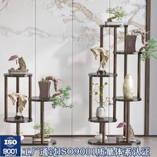 博砂古架实木中式小多花宝紫茶壶茶具架子盆栽置物阁架摆件无品牌