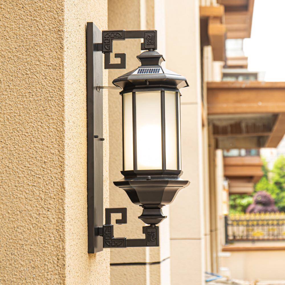阳能壁灯中式室外E庭院阳台铝材大门LD墙壁灯玲珑聚福太中山壁式