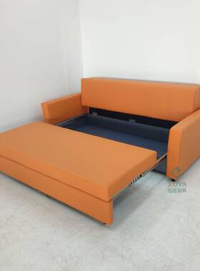 代简约橙色现折叠伸缩多功能新KWB两用小户型025款双人2可储物沙