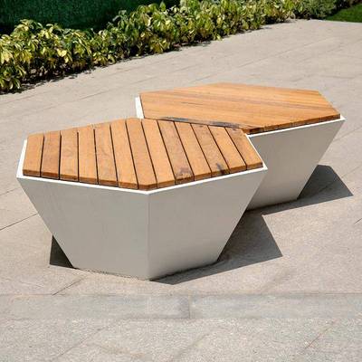 边形防腐木玻钢异六形组qgf22110合坐凳户外广场小区创璃意景园观