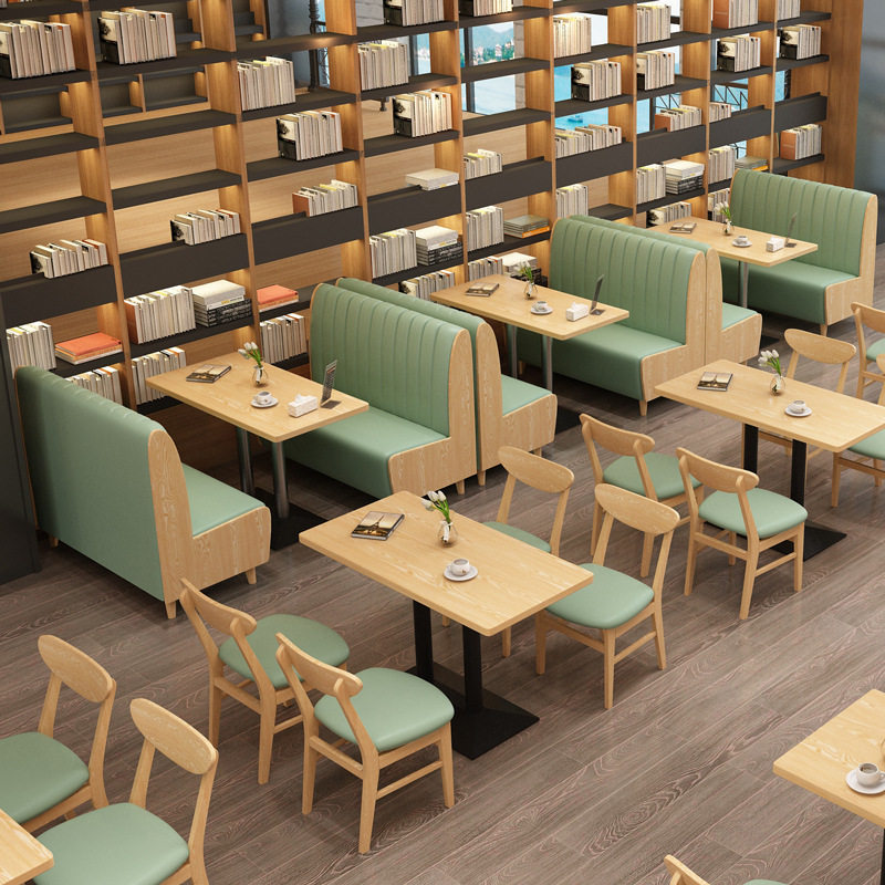 实木西餐厅餐饮靠墙卡座饭店面馆奶茶店食堂小吃汉堡店沙发桌椅