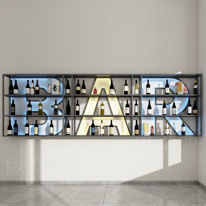 dd壁挂展酒架AHL酒柜工业风示架现做母置物架创字意装饰吧台n红酒