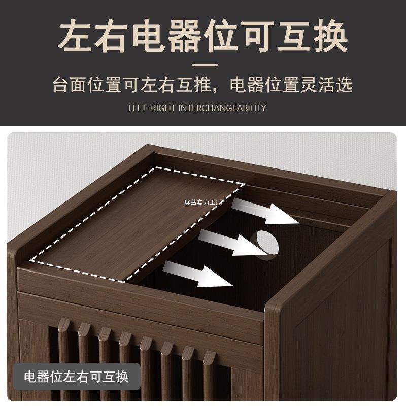 茶桌BAR家用茶台边柜侧柜楠竹吧泡茶茶几烧水小壶一体水桶茶水柜