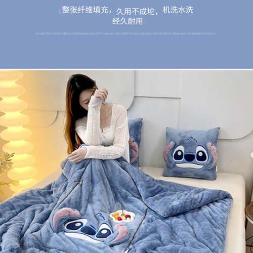 加保厚绒蓝迪仔折叠抱枕被车子两用汽上多靠睡枕办F97H7H57公室午