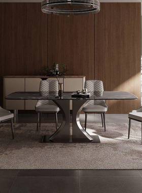 微饭石天餐桌家用小户型超晶石桌子现代晶简约轻奢然大理MDY石奢