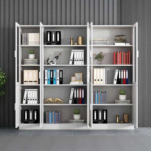 公办室文件柜木质档案资料简约现代带al123门玻璃书柜柜落地纳储