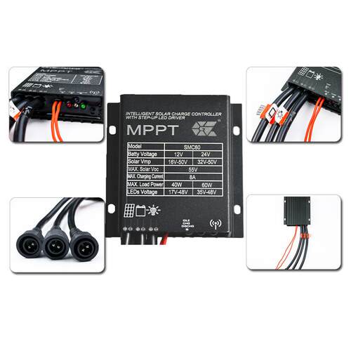 GZSMC60带防水线MPSMC60带PT升-压1控制器2/4V系统120A充电/60W功
