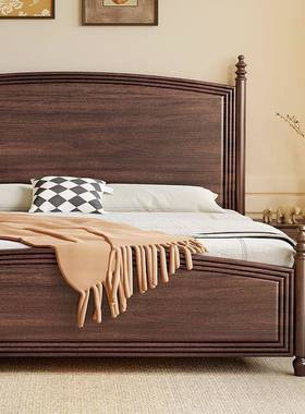 胡桃木实床KPZ全实木双人1米5老人式床新中式木床床美床1米8中古