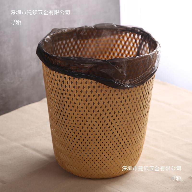 竹编垃圾桶家用客厅创中意纸篓式复古花插篓书画杂物篓收tfgj#$*&