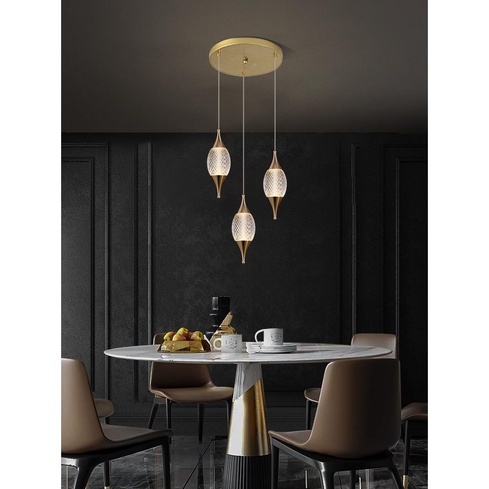 现代简约轻奢水晶灯桌吧餐厅台吊灯店商用饭橱窗饭厅四头三头185