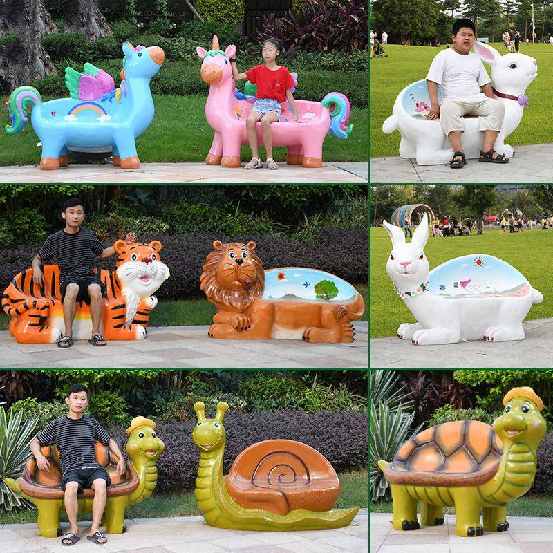 玻璃钢通动物坐凳户外园林景卡观品装饰景XYT区游乐幼场儿园座椅