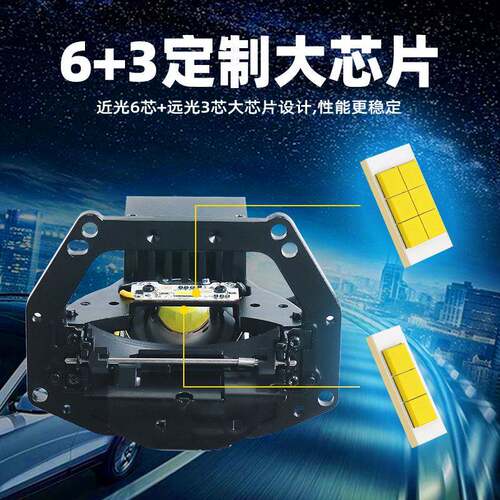 黑透卫士星星光大比道性价新品3寸L车ED大灯镜6000k灯改装
