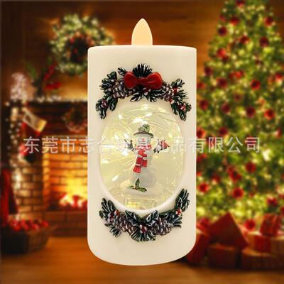 圣诞雪LED电子仿蜡烛灯圣诞51252派真对创意铜线灯人小夜灯装饰摆