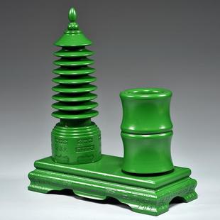 LDS01157色桃文木质雕刻9层九层昌塔笔筒摆件客绿厅公司办公室书