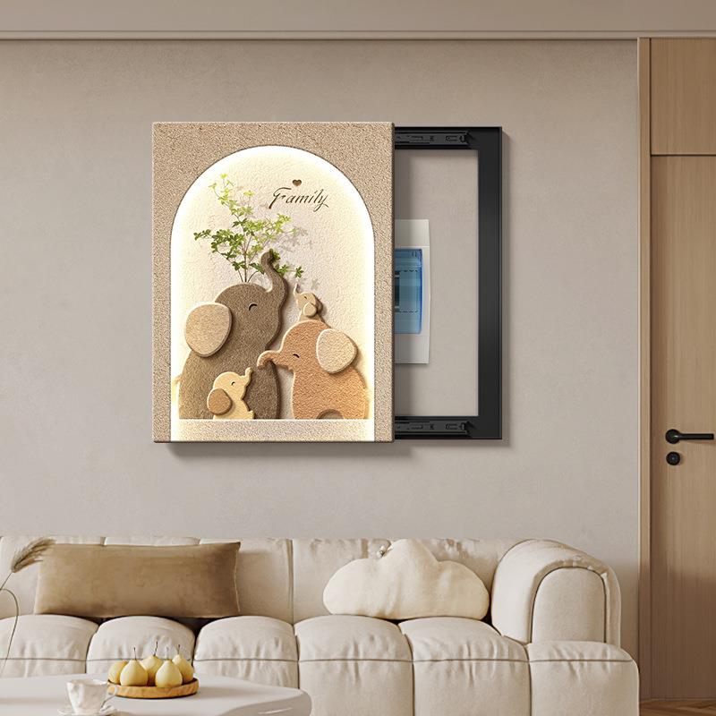 大象超薄表装饰电画竖款现代简约推拉挡LCQ配电箱遮挂画电表箱盒