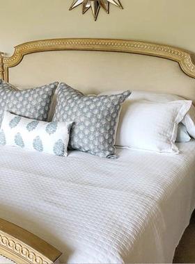 法式古实木雕花双人床蜡白木1.米床主卧原复木8高端别HIB墅布艺婚