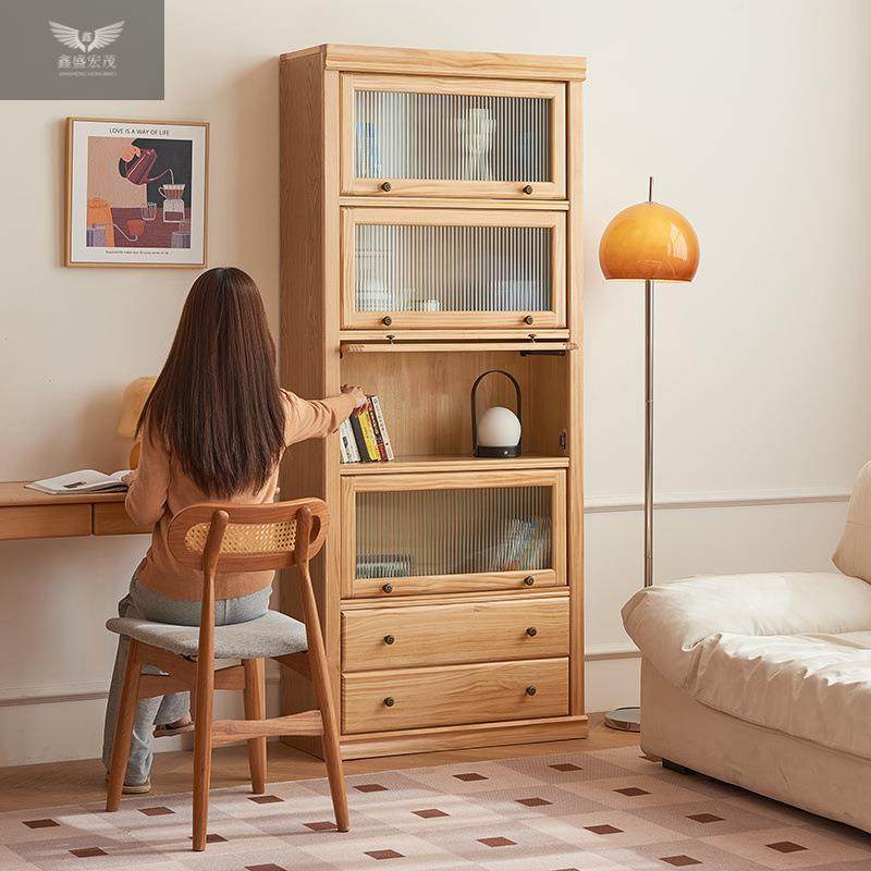 客厅原木储物柜展多层组合收纳柜NSZ书架实纯木书落柜地带门翻斗,电子元器件市场,其它元器件,淘宝优惠券,粉丝福利购,淘宝优惠卷