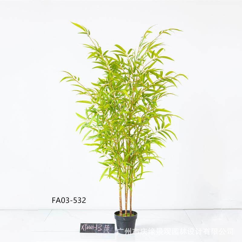 仿绿真竹子盆栽假绿植色黄播背绿紫竹屏风lj200隔断景网红直间造