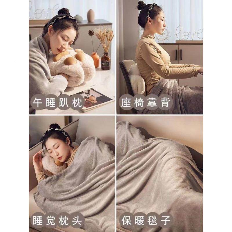 抱枕毯猫爪dm08fabS抱枕被子插手被两用办公室暖手枕头车子二合一