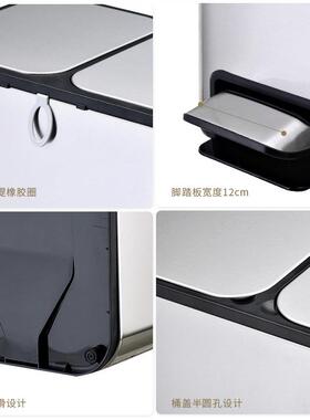 5YA1厨房不锈F76S6M7J踏钢类桶垃圾桶家用分客厅大号脚带盖双干湿