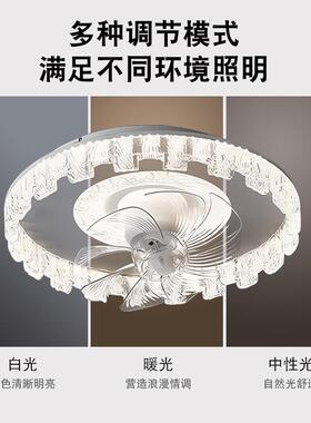 新款现代约简卧室风扇灯全光43845谱le吸顶灯可摇头d静书房客音厅