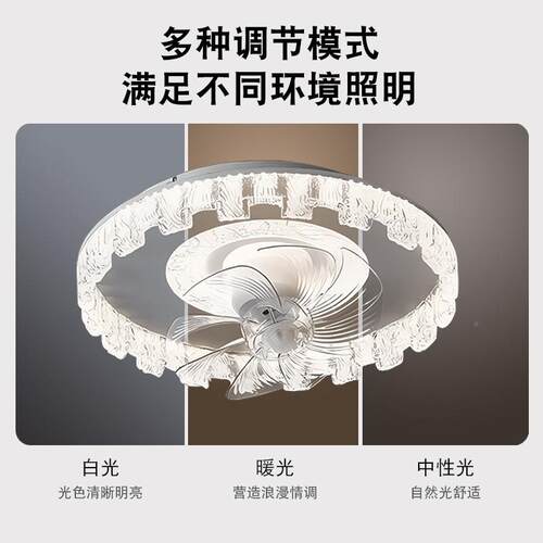 新款现代约简卧室风扇灯全光43845谱le吸顶灯可摇头d静书房客音厅