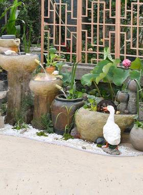 田园花园庭台院EDB户外露假流水喷造泉鱼池水池山鱼缸阳台装饰景