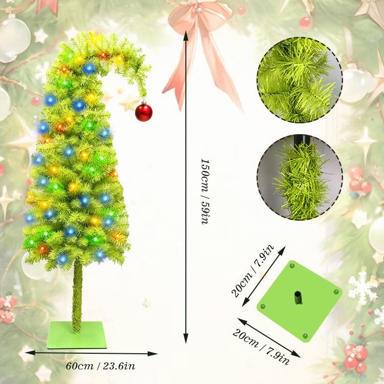 爆圣诞节歪头款圣20250811诞树5f嫩绿色歪脖树弯头子圣诞树装t饰
