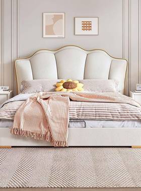 奶油风法式型床花人瓣床现QLG代简约轻奢主卧室软包双床小户布艺