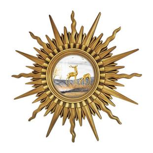 B厅X6F76T6T2欧式餐厅客太阳神装饰镜玄框关子壁饰挂墙镜面装修镜