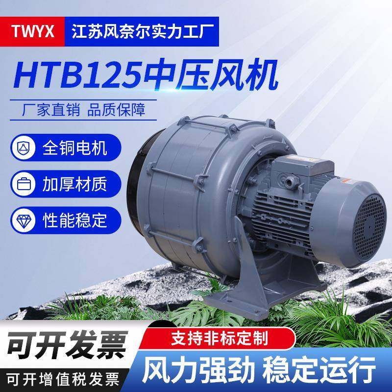 透浦式中压风机HTB125-1005小型中压风机7.5KW燃烧机助燃中压风机