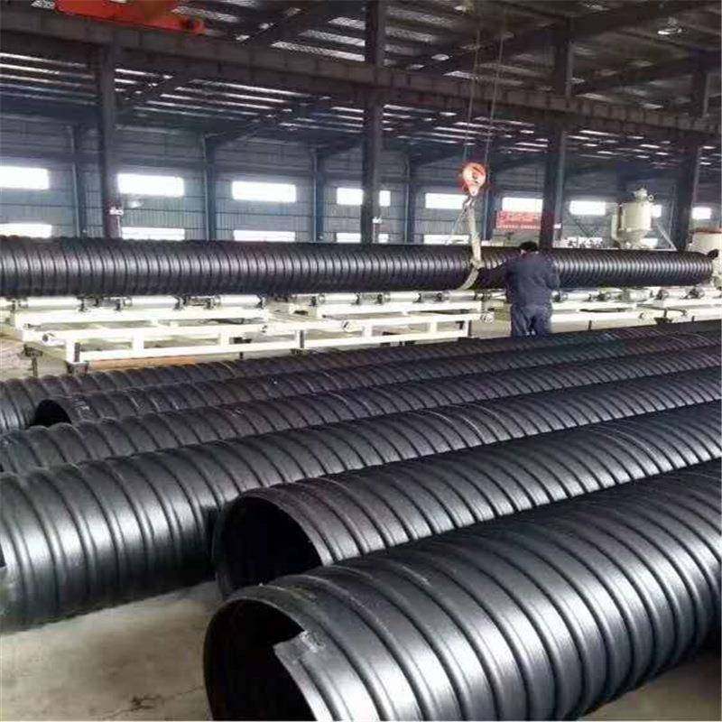 HDPE钢带波纹管大口径排污管材聚乙烯钢带增强螺旋波纹管
