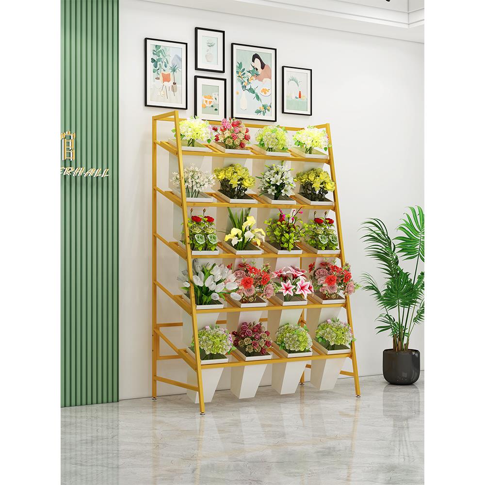 花店花架花展示架锻铁梯形多层展示架室内花架唤醒花桶储存架