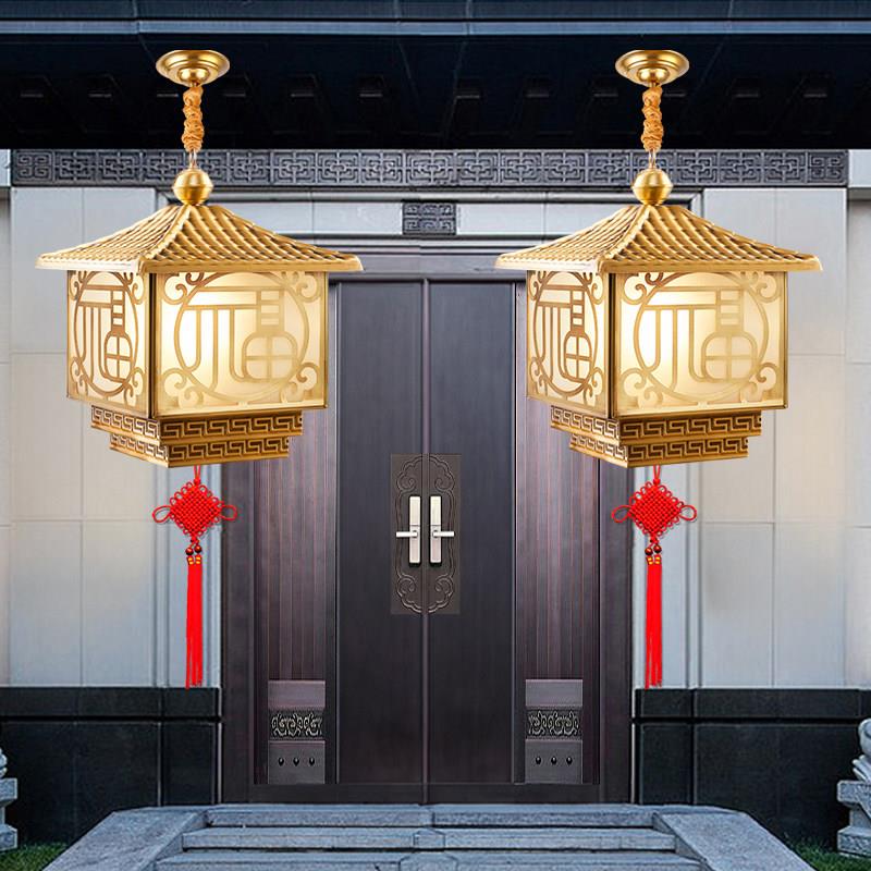 全铜大红色结婚吊灯中国风阳台大门口防水小灯笼彷古户外2026新款