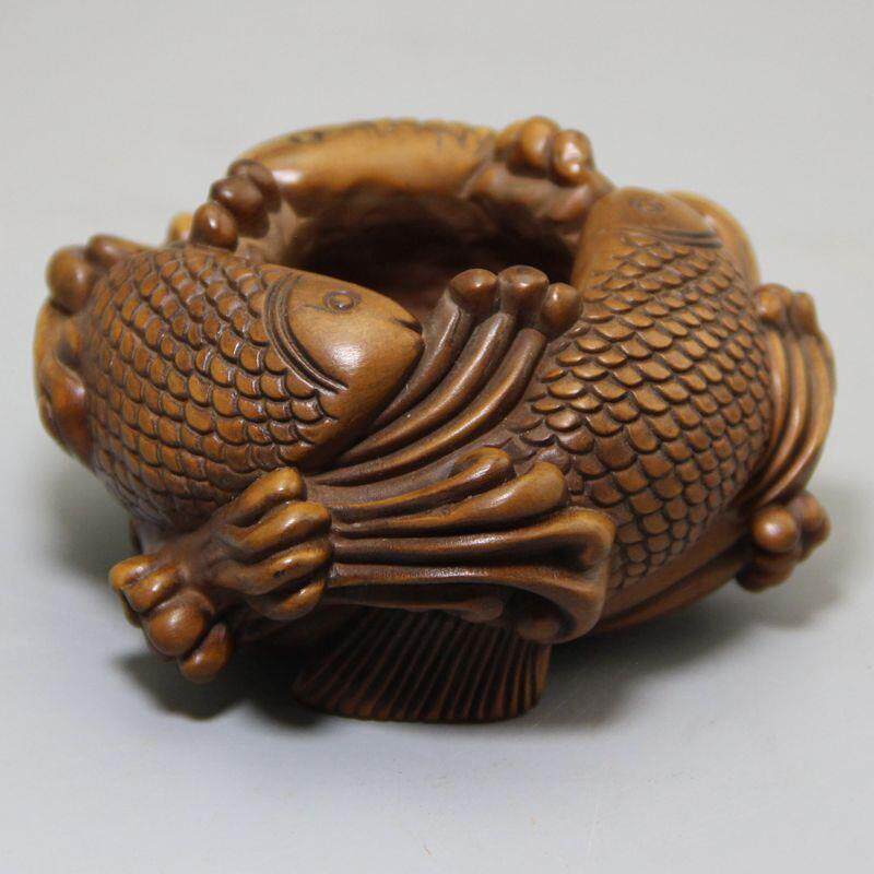 古杂项收藏木品质工艺黄杨YX-M-092木寓玩意摆饰笔洗烟缸灰摆件