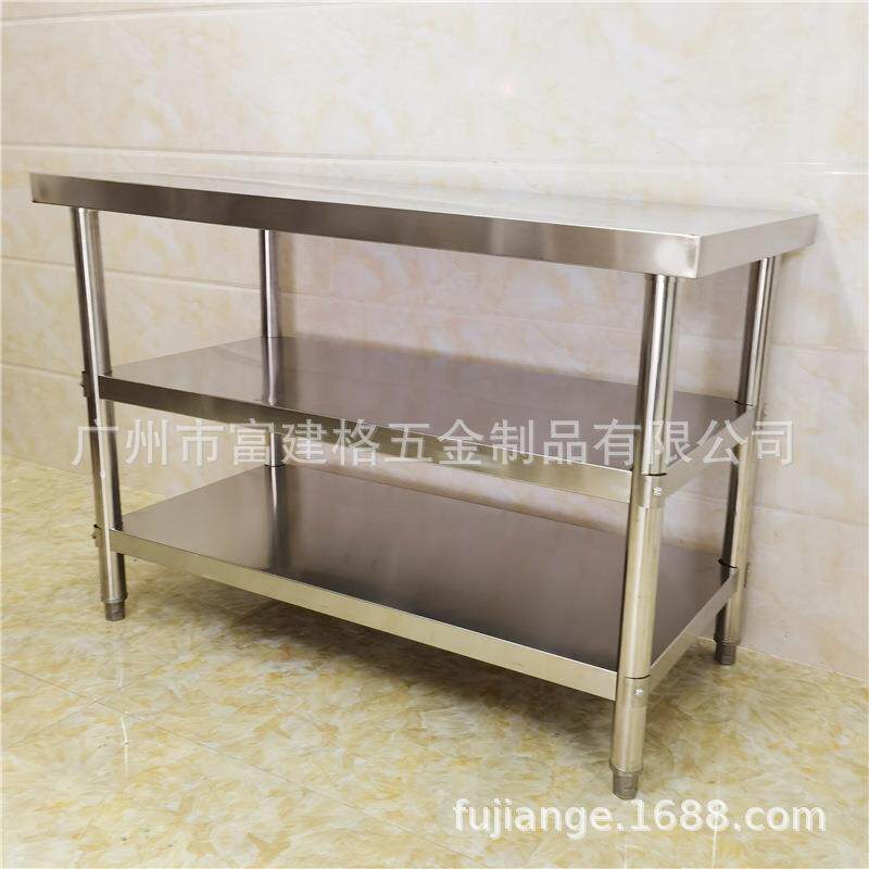 特厚304不锈钢双操层工作台案板台房RDU切厨菜单层桌台3作台打荷