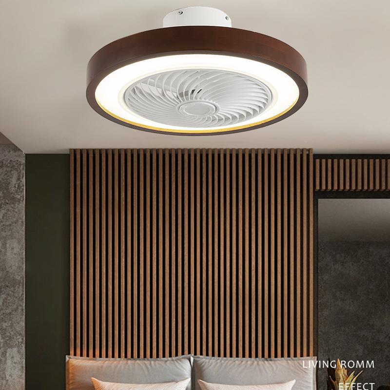 新中式桃风卧扇灯复古室书729房办公室木带电风扇吊灯胡色实木吸