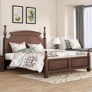 美式复古实木床主卧双人大床1.5m简轻奢1约8615#米主公婚床卧室.