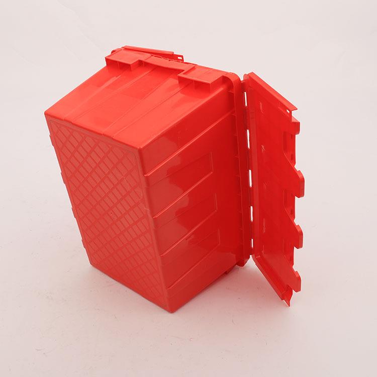 色箱斜插塑料周转大号带翻RAF盖物流整箱红超市汽配理收纳框