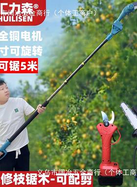超长高空电高锯树伐电锯充电手980动提式木锯枝伸缩锂电锯伸缩杆