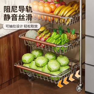 优架勤厨房置物多风层夹缝移动菜篮子果收纳筐中中古风厨蔬古多功