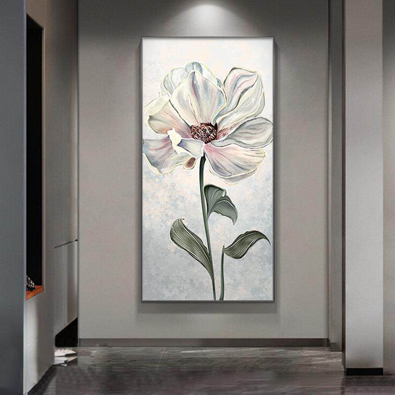 花玄关装饰画高现档轻奢走镜花瑶光廊过道版挂竖画代简约入卉户正